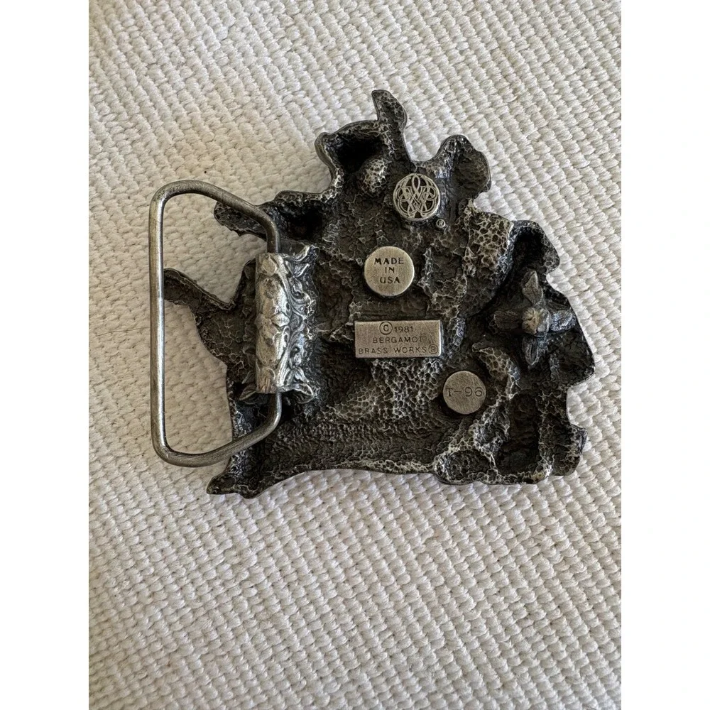 Vintage 1981 Bergamot Brass Works Country Western Band Belt Buckle Pewter USA
